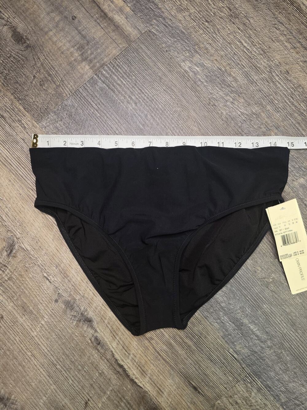 Profile by Gottex High Waist Bikini Bottom Black Swimwear Size 10